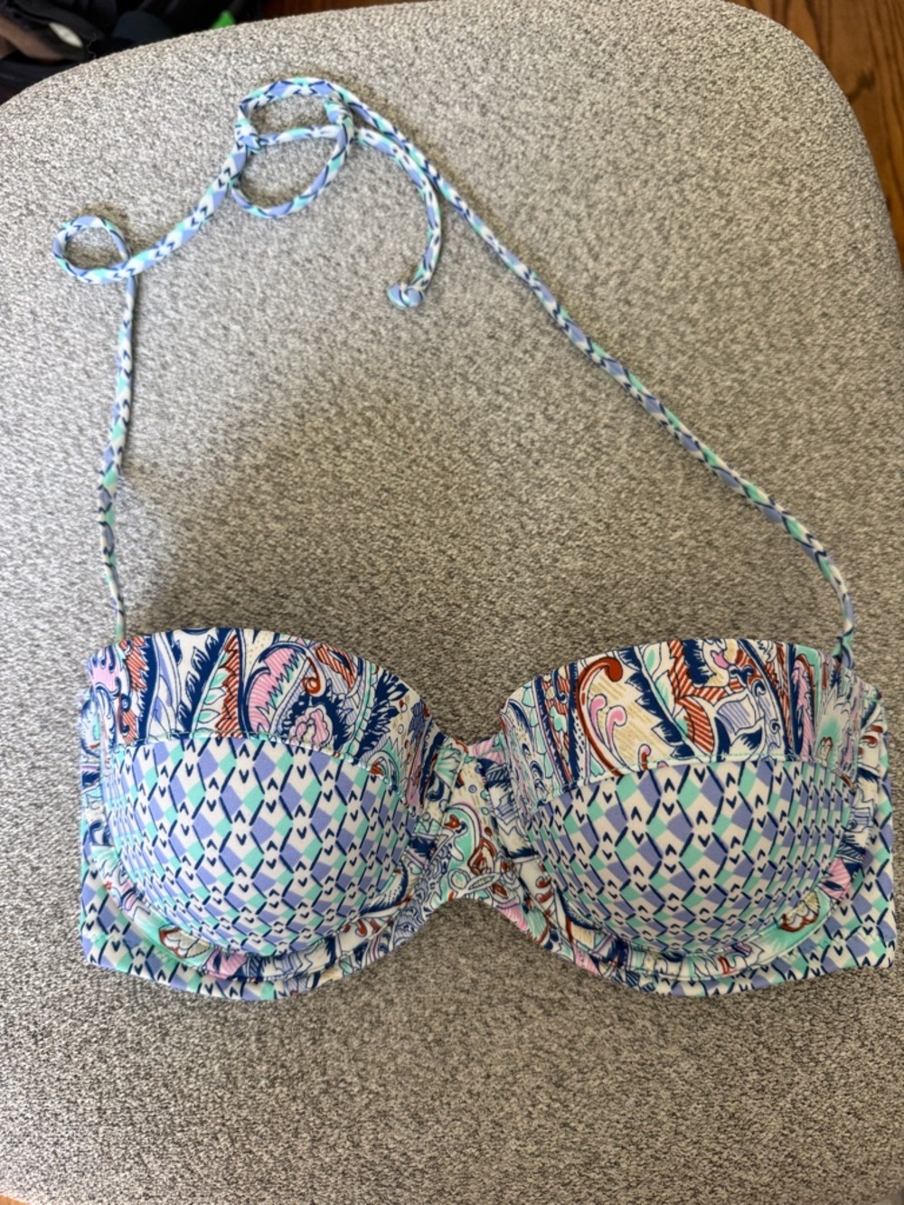 Victoria's Secret Teal, Blue & Pink Printed  Bikini Top